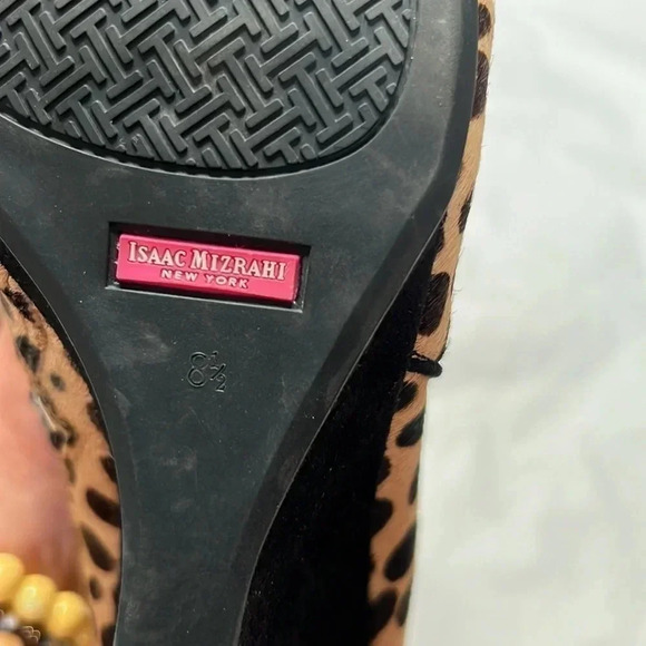 Isaac Mizrahi New York leather leopard print ankle wedge booties size 8 1/2 - Picture 11 of 11